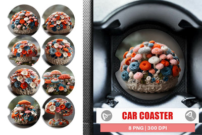 Car Coaster Mushromm Embroidery Sublimation artnoy 
