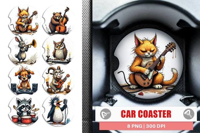 Car Coaster Music Critters Sublimation artnoy 