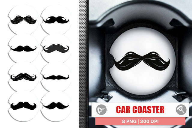 Car Coaster Mustache Sublimation artnoy 