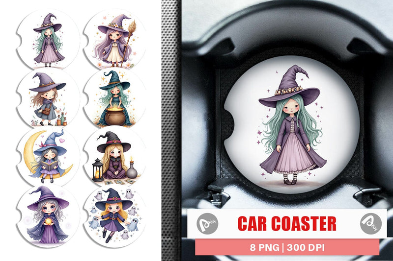Car Coaster Mystical Witch Dolls Sublimation artnoy 