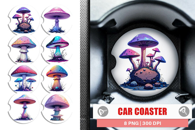 Car Coaster Nebula Mushrooms Sublimation artnoy 