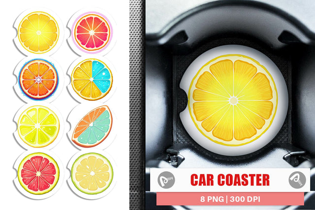 Car Coaster Neon Citrus Sublimation artnoy 