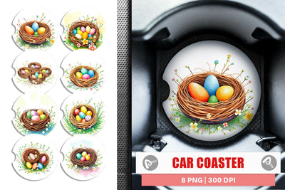 Car Coaster Nests with Eggs Sublimation artnoy 