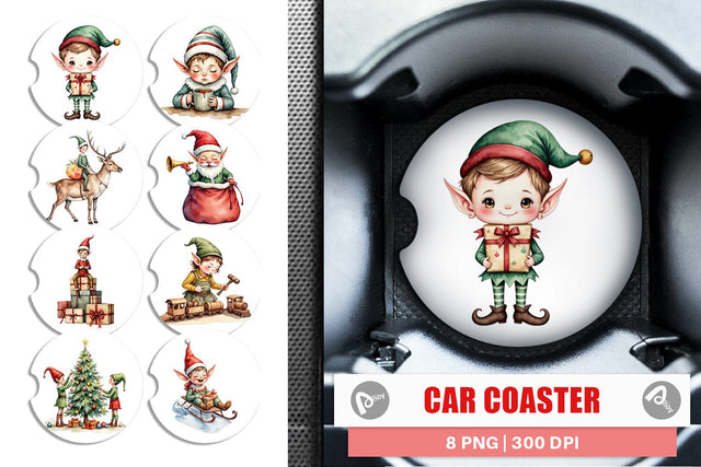 Car Coaster North Pole Elves Sublimation artnoy 