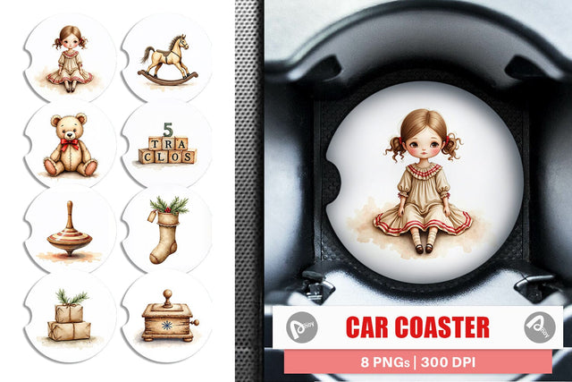 Car Coaster Nostalgic Christmas Toys Sublimation artnoy 
