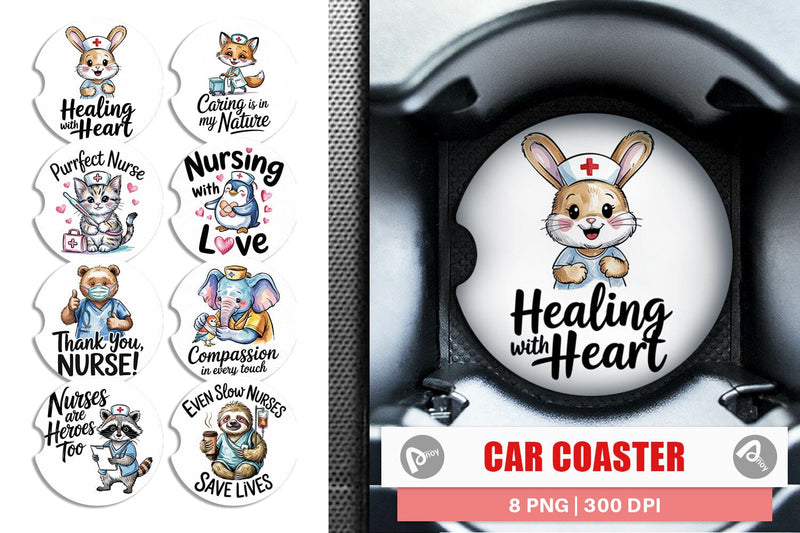 Car Coaster Nurse Animal Sublimation artnoy 