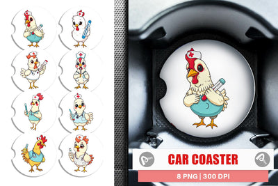 Car Coaster Nurse Chicken Sublimation artnoy 