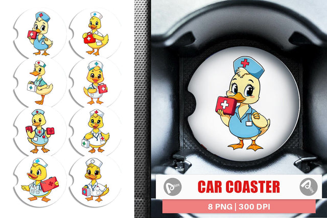 Car Coaster Nurse Duck Sublimation artnoy 