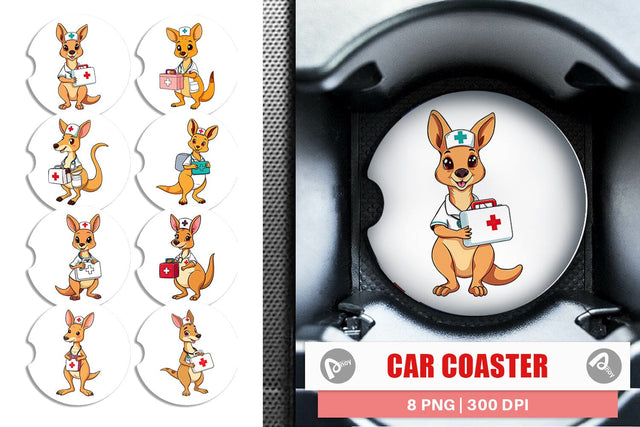 Car Coaster Nurse Kangaroo Sublimation artnoy 