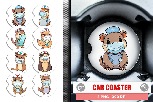 Car Coaster Nurse Platypus Sublimation artnoy 