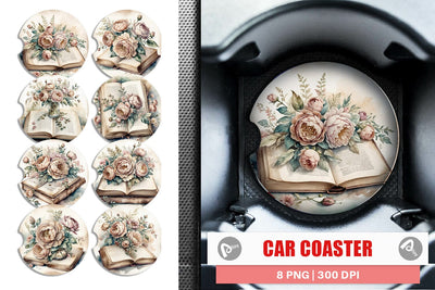 Car Coaster Old Books Sublimation artnoy 