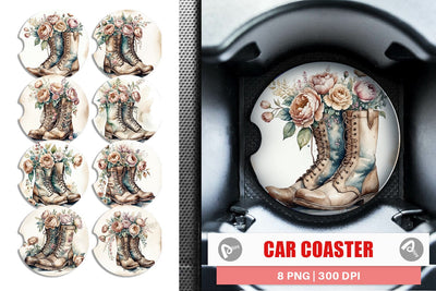Car Coaster Old Boots Sublimation artnoy 