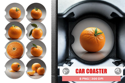 Car Coaster Orange Fruit Sublimation artnoy 