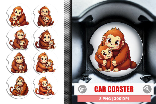 Car Coaster Orangutan Mother's Day Sublimation artnoy 