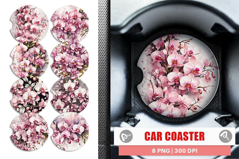 Car Coaster Orchid Pattern Sublimation artnoy 