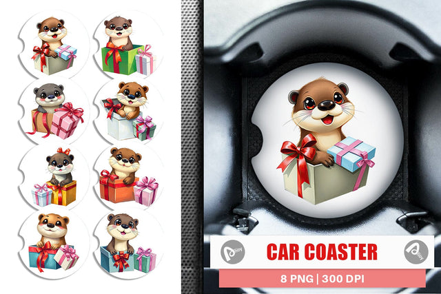 Car Coaster Otter Gift Sublimation artnoy 