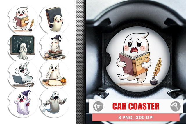 Car Coaster Overthinking Ghost Sublimation artnoy 