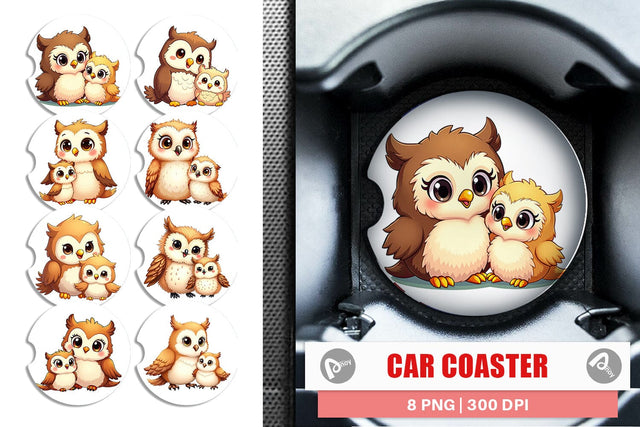 Car Coaster Owl Mother's Day Sublimation artnoy 
