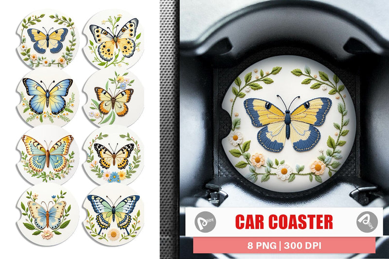 Car Coaster Painted Lady Butterfly Sublimation artnoy 