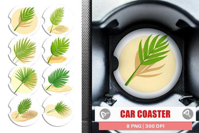 Car Coaster Palm Leaf Sublimation artnoy 