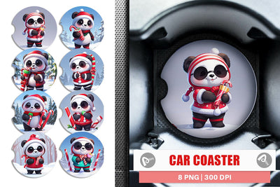 Car Coaster Panda Christmas Sublimation artnoy 