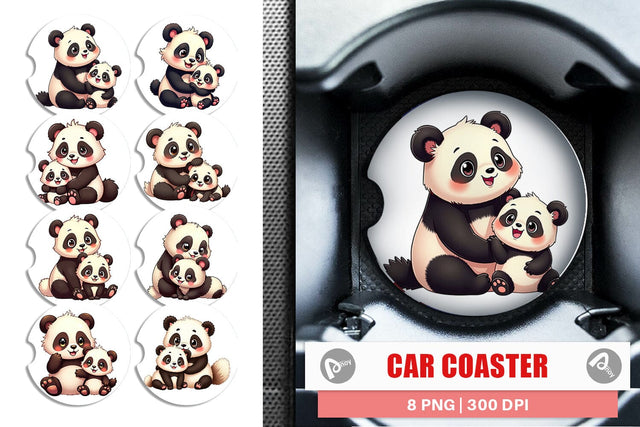 Car Coaster Panda Mother's Day Sublimation artnoy 