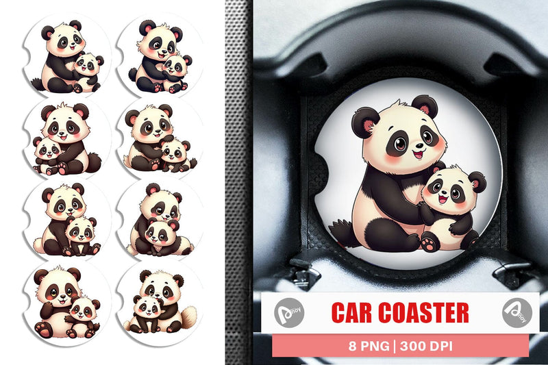Car Coaster Panda Mother's Day Sublimation artnoy 
