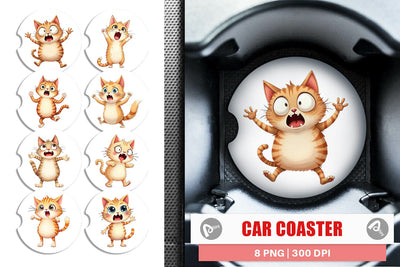 Car Coaster Panic Cat Sublimation artnoy 