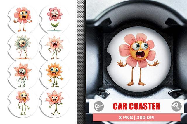 Car Coaster Panic Flower Sublimation artnoy 