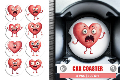 Car Coaster Panic Heart Sublimation artnoy 