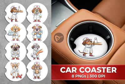 Car Coaster Panic Mode Dog Nurse Prints Sublimation artnoy 