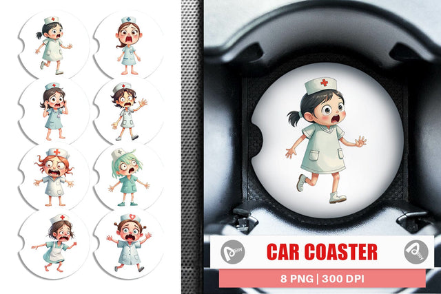 Car Coaster Panic Nurse Sublimation artnoy 