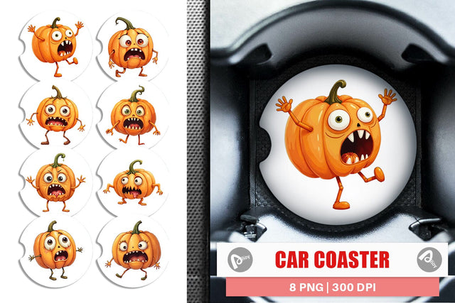 Car Coaster Panic Pumpkin Sublimation artnoy 