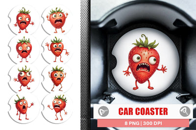 Car Coaster Panic Strawberry Sublimation artnoy 