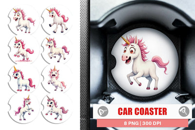 Car Coaster Panic Unicorn Sublimation artnoy 