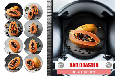 Car Coaster Papaya fruit Sublimation artnoy 