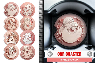 Car Coaster Paper Cut Mother's Day Sublimation artnoy 