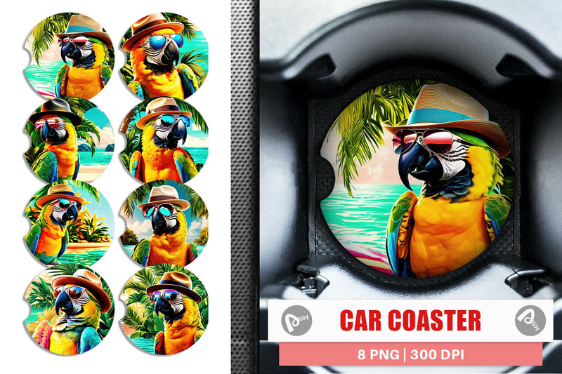 Car Coaster Parrots in Summer Sublimation artnoy 