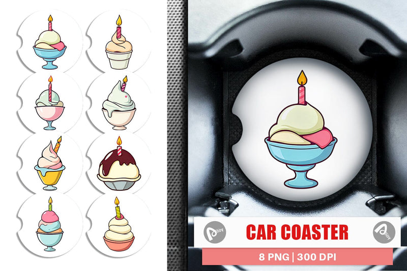Car Coaster Party Ice Cream Sublimation artnoy 