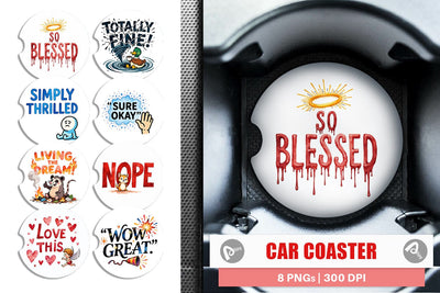 Car Coaster Passive Aggressive Positivity Pastel Snark Sublimation artnoy 