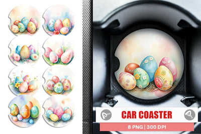 Car Coaster Pastel Easter Eggs Sublimation artnoy 
