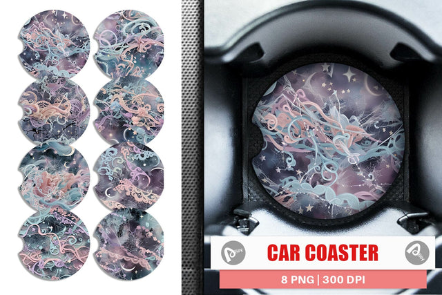 Car Coaster Pastel Flower Pattern Sublimation artnoy 