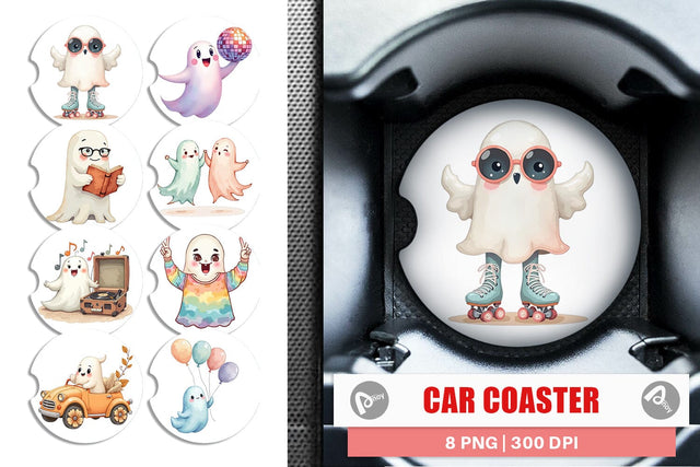 Car Coaster Pastel Ghost Vibes Sublimation artnoy 