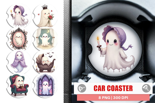 Car Coaster Pastel Gothic Ghost Sublimation artnoy 