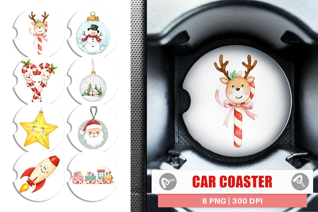 Car Coaster Pastel Holiday Festive Sublimation artnoy 