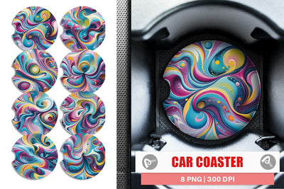 Car Coaster Pastel Liquid Swirl Sublimation artnoy 