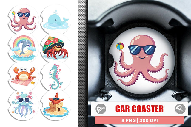Car Coaster Pastel Ocean Cuties Sublimation artnoy 