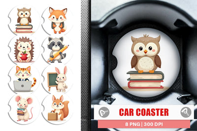 Car Coaster Pastel School Critters Sublimation artnoy 