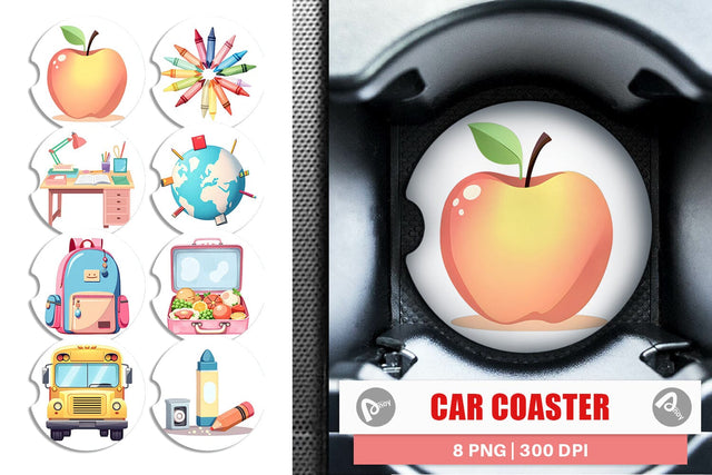 Car Coaster Pastel School Essentials Sublimation artnoy 