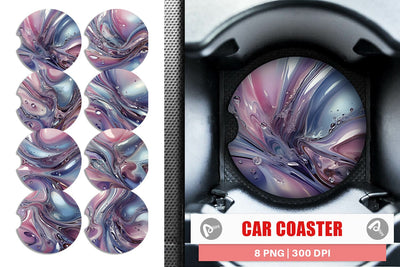 Car Coaster Pastel Swirl Liquid Sublimation artnoy 